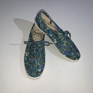 Keds Rifle Paper Co Sneakers Womens 8 Blue Floral Boat Flat Casual Lace Up Shoes
